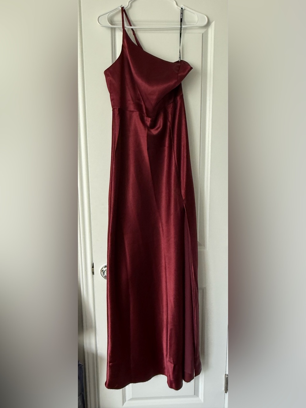 Birdy Grey kensie shiny red cabernet one shoulder bridesmaid dress small